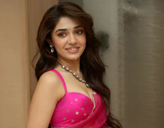 Krithi Shetty Red Saree Stills